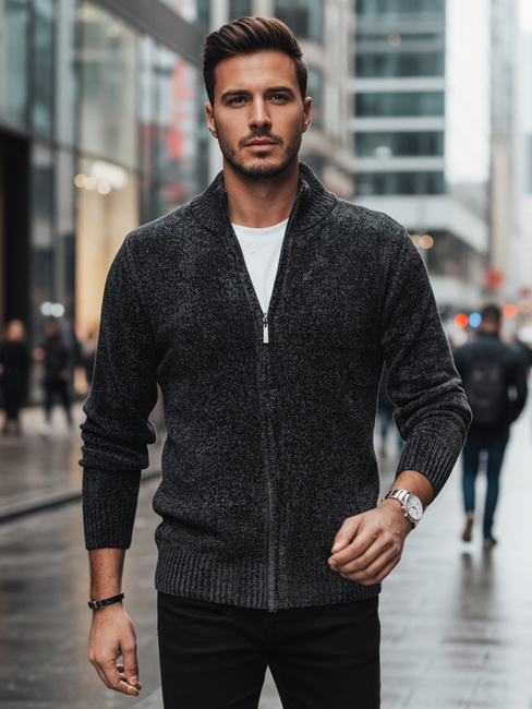 Sweter męski rozpinany ciemnoszary Dstreet WX2234