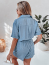 Komplet damski lniany oversize LINEN LOVE jasnoniebieski Dstreet AY1139