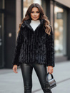 Kurtka damska futrzana z kapturem czarna Dstreet TY5276z