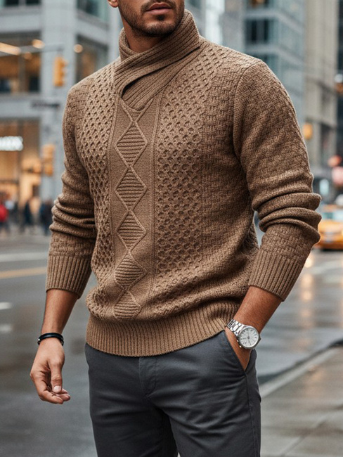 Sweter męski kamelowy Dstreet WX2255