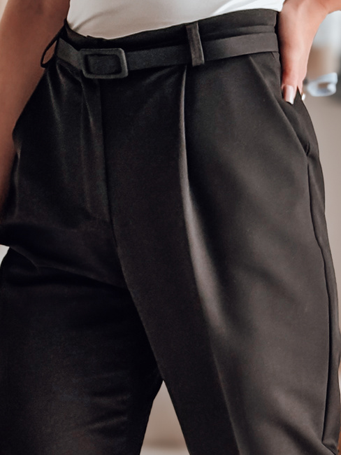 Casualowe spodnie damskie plisowane z paskiem PLISSO czarne Dstreet UY2518