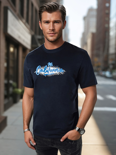 Koszulka męska z nadrukiem granatowa Dstreet RX5372