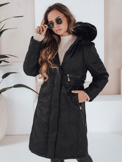 Kurtka zimowa damska parka z futerkiem czarna Dstreet TY5111