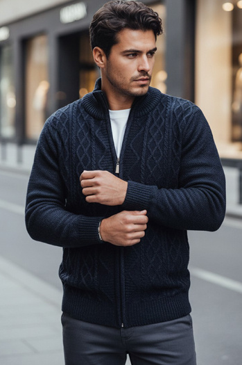 Sweter męski rozpinany granatowy Dstreet WX2250z