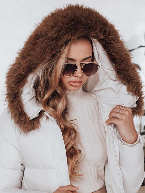 Kurtka zimowa damska pikowana z futerkiem STYLEBELLA biała Dstreet TY4610
