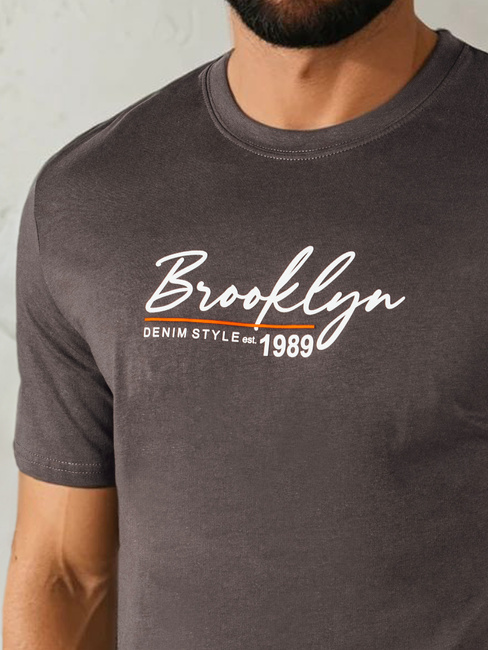 Koszulka męska z nadrukiem ciemnoszara Dstreet RX5404