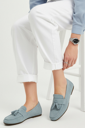 Mokasyny damskie zamszowe niebieskie Dstreet ZY1363