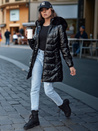 Kurtka zimowa damska pikowana z futerkiem SHINE czarna Dstreet TY4483
