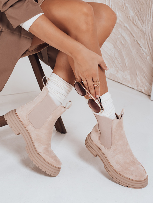 Botki damskie zamszowe beżowe MADDEN Dstreet ZY0415