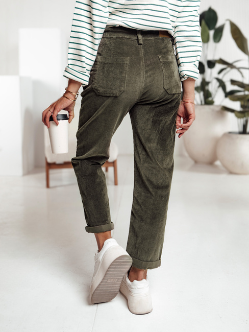 Spodnie sztruksowe damskie ciemnozielone Dstreet UY2231