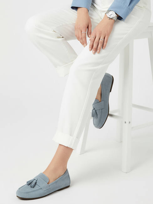 Mokasyny damskie zamszowe niebieskie Dstreet ZY1363