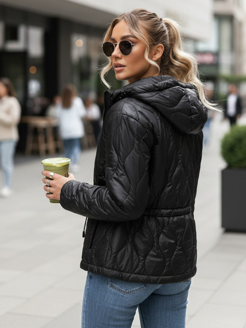 Kurtka damska pikowana z kapturem czarna Dstreet TY5534