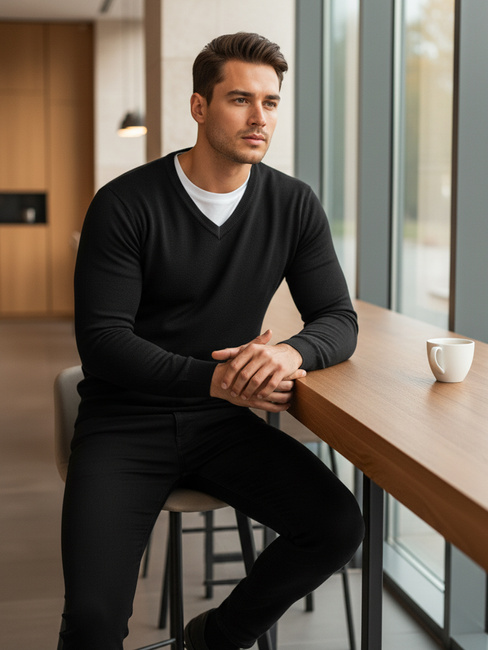 Sweter męski czarny Dstreet WX1883