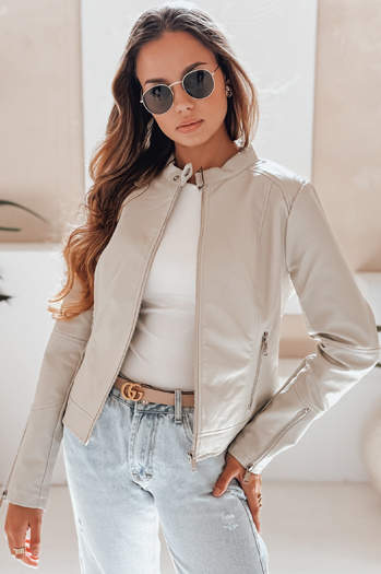 Kurtka skórzana damska ramoneska LOVEBIKER szara Dstreet TY5214