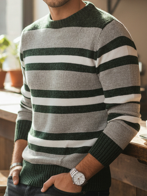 Sweter męski w paski szary Dstreet WX2262