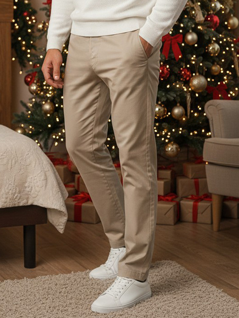 Spodnie męskie beżowe Dstreet UX4414z