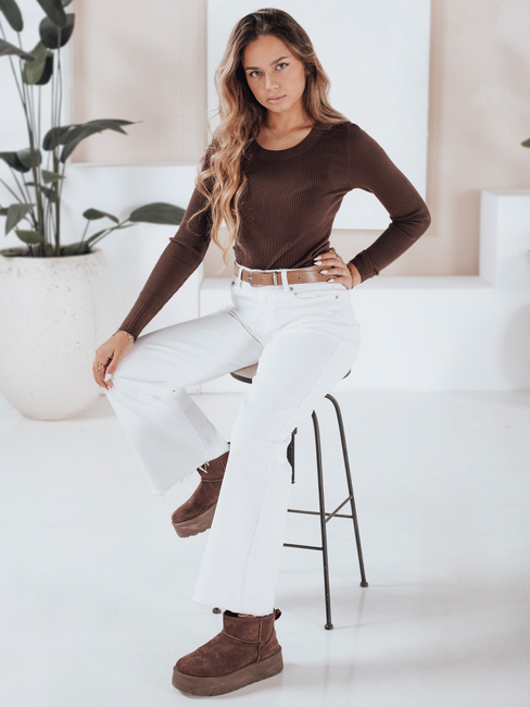 Damski sweter prążkowany NOLVIE brązowy Dstreet MY2494