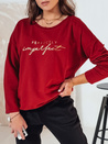Bluzka damska oversize VIVILINES z nadrukiem bordowa Dstreet RY2693