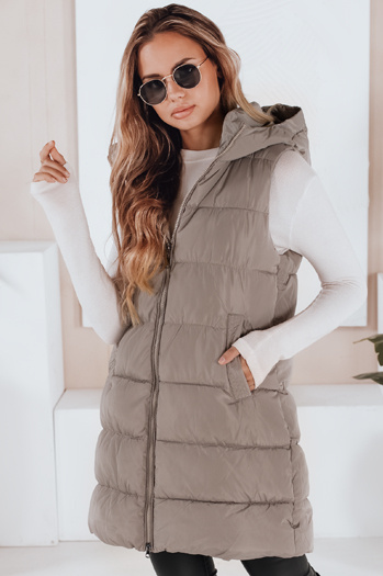 Kamizelka damska pikowana BRITA beżowa Dstreet TY3267