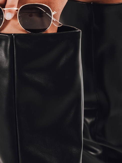 Kozaki damskie z szeroka cholewką czarne Dstreet ZY1169