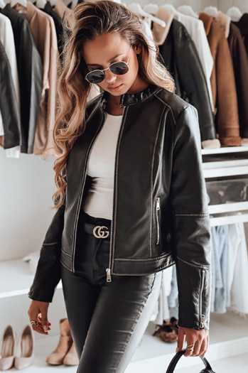 Kurtka skórzana damska ramoneska LOVEBIKER czarna Dstreet TY4964