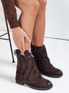 Botki damskie zamszowe z wywiniętą cholewką brązowe Dstreet ZY1092