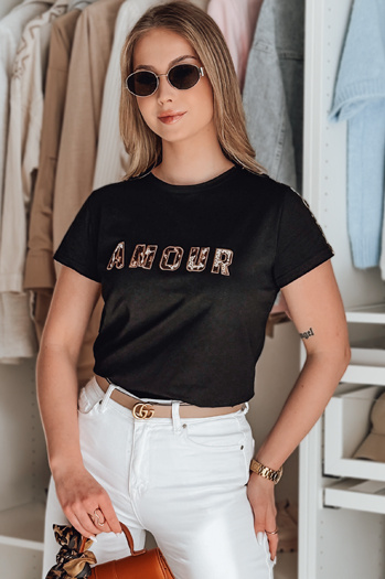 T-shirt damskie z haftem AMOROSA czarny Dstreet RY2855