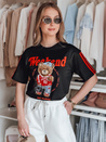 T-shirt damski oversize z misiem FUNTED czarny Dstreet RY2849_1