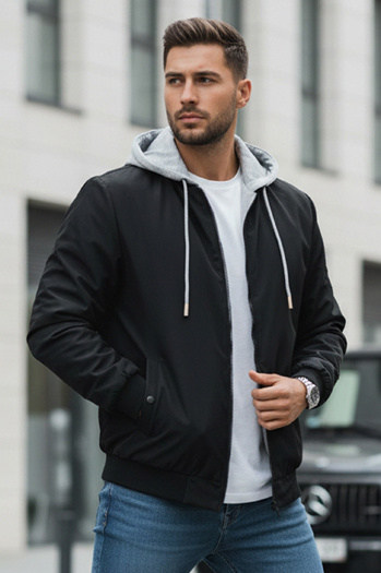 Kurtka męska bomberka z kapturem  czarna Dstreet TX5021