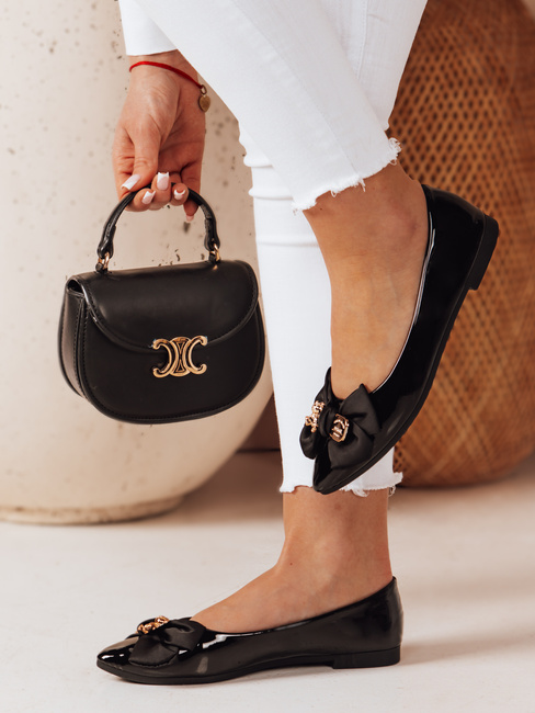 Baleriny damskie na płaskim obcasie TEDBOW czarne Dstreet ZY0766