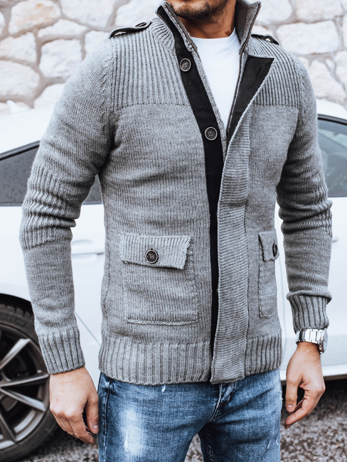 Sweter męski rozpinany jasnonaszry Dstreet WX2342