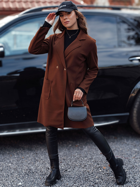 Płaszcz damski oversize LINNORE długi brązowy Dstreet NY0705