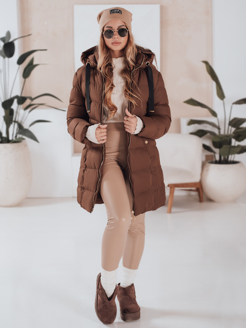Kurtka damska zimowa z kapturem GABRIELLE brązowa Dstreet TY4919