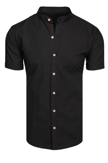 Koszula męska ze stójką z krótkim rękawem czarna Dstreet KX1070