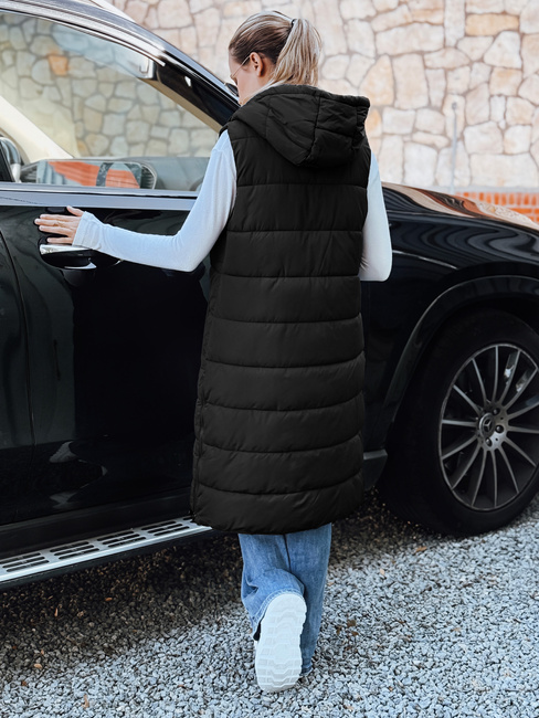 Kamizelka damska długa pikowana czarna Dstreet TY5267