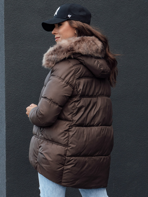 Kurtka zimowa damska z kapturem STELLAR brązowa Dstreet TY4493