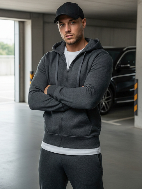 Bluza męska rozpinana antracytowa BX2196