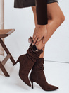 Botki na obcasie z marszczoną cholewką brązowe Dstreet ZY1040