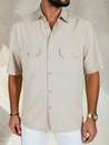 Koszula męska z krótkim rękawem beżowa Dstreet KX1082