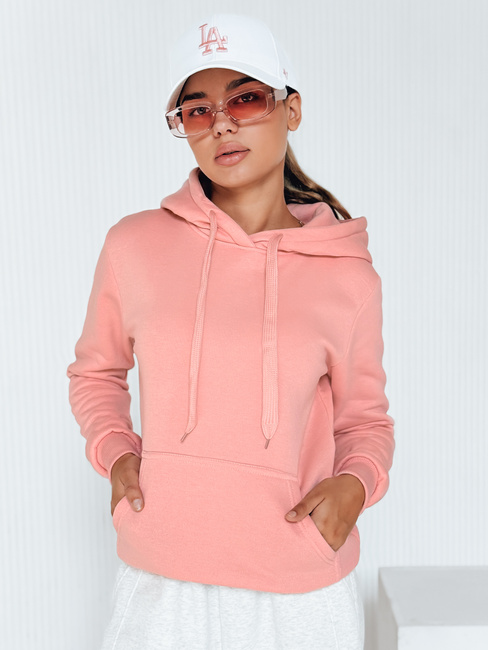 Bluza damska BASIC z kapturem baby pink BY0284