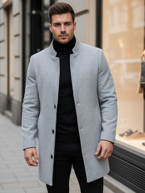 Płaszcz męski jednorzędowy szary Dstreet CX0428