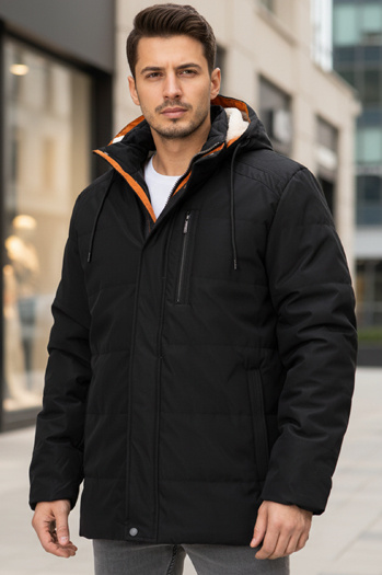 Kurtka męska zimowa z kapturem czarna Dstreet TX4992