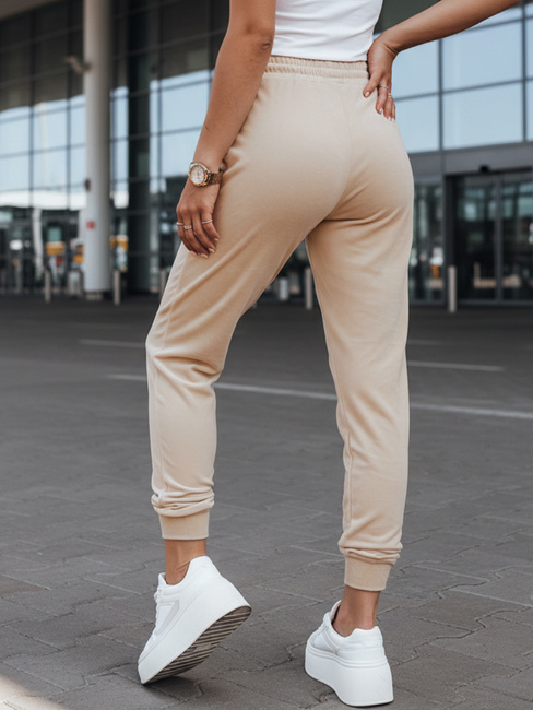 Spodnie damskie dresowe welurowe jasnobrzoskwiniowe Dstreet UY2840