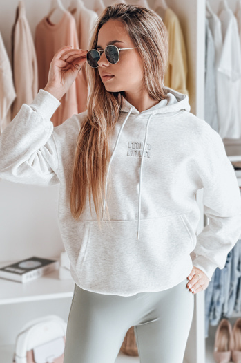 Bluza damska oversize z kapturem MINMIN LOVE szara Dstreet BY1496