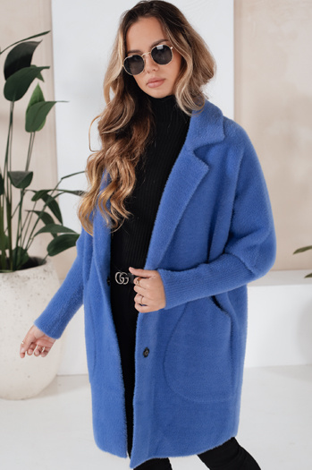 Płaszcz damski alpaka RITA II niebieski Dstreet NY0627