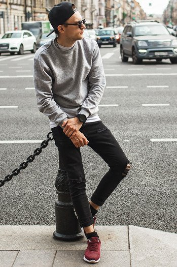 Bluza męska gładka szara BX3354