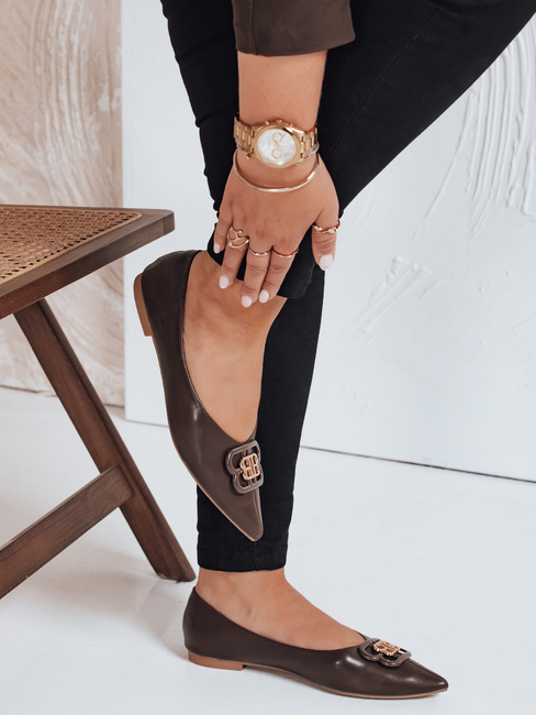 Baleriny damskie brązowe Dstreet ZY1061