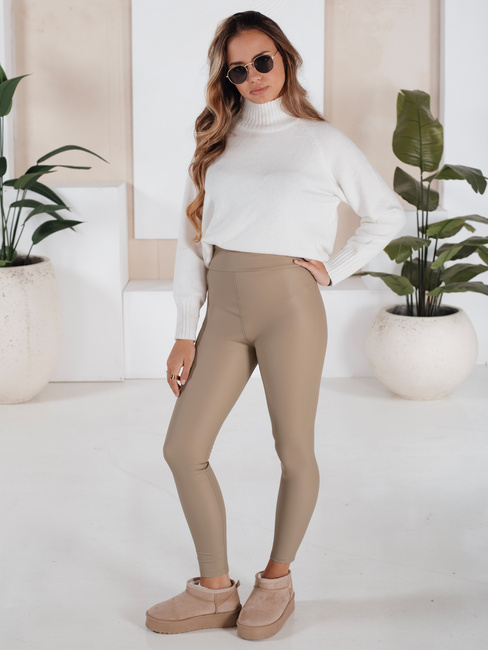 Spodnie damskie woskowane VALENTIS beżowe Dstreet UY1557