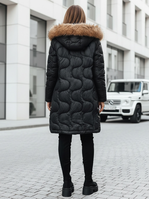 Kurtka damska zimowa VIRELIA pikowana z kapturem czarna Dstreet TY4937