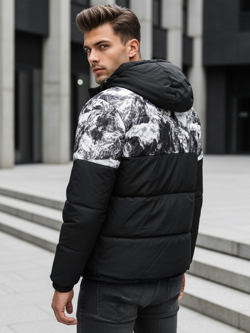 Kurtka męska zimowa z kapturem czarna Dstreet TX5132